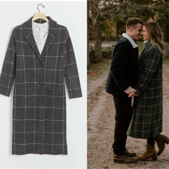 Anthropologie Solenne Windowpane Sweater/Jacket - Size L - Picture 1 of 8